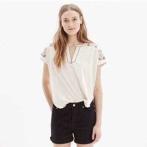Madewell Embroidered Split Neck Tee